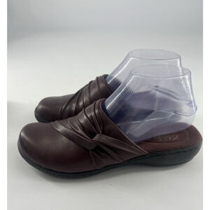 Clarks Women's Leisa Deina Brown Leather Twist Shoes Clogs Size 7 M Grannycore